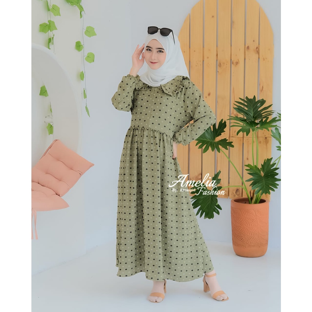 DRESS MIDI RUBI DAN MIDI SALUR ORI AMELIA CRINCKLE URUGIRI baju muslim kringkel crincle