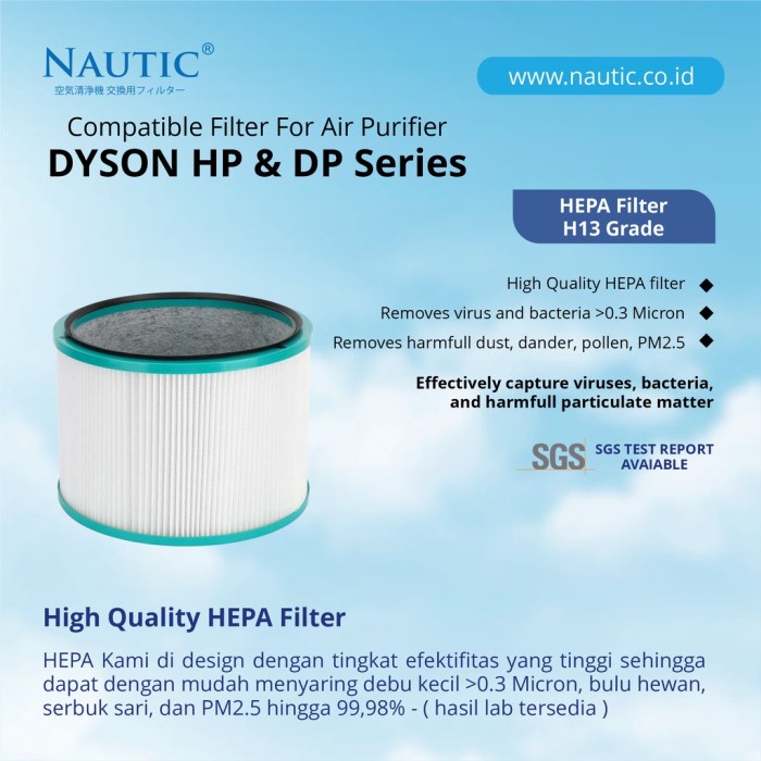Nautic - Replacement Filter Air Purifier Dyson HP00 HP01 HP02 HP03 DP01 / HEPA+Carbon