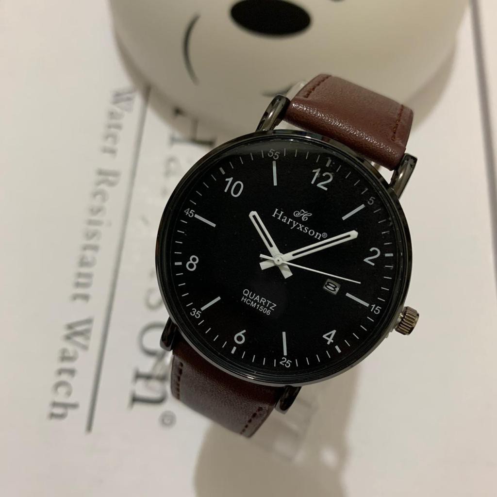 Jam Tangan Pria dan Wanita Haryxson Jam Tangan Mewah Jam Original Unisex Tali Kulit Coklat