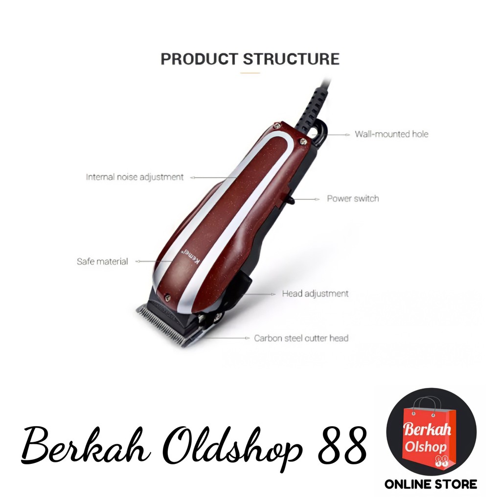 Berkah Oldshop 88 - Clipper Alat Cukur Rambut Kemei KM 8847 Mesin Pangkas Barbershop Asli