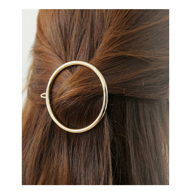 LRC Jepit Rambut Fashion Color Circular Ring Shape Decorated Pure Color Hair Clip