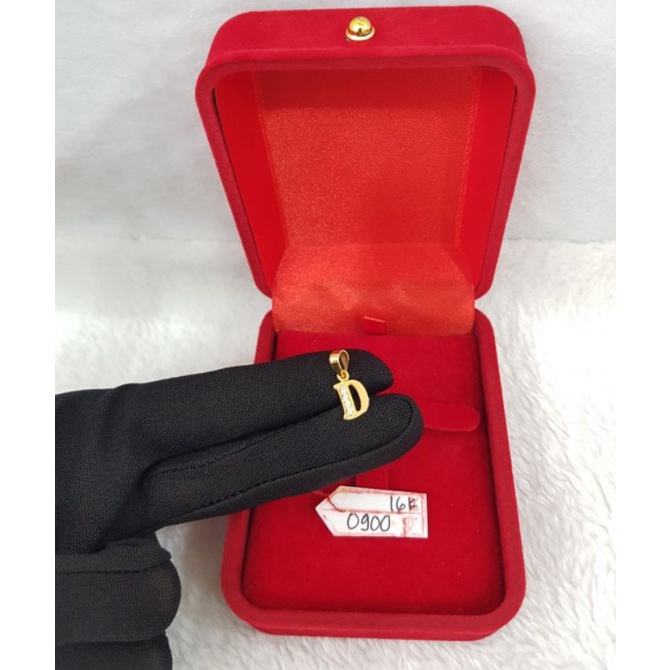 Lt1545E381E liontin huruf D inisial nama abjad permata putih collection simple emas kuning asli bera