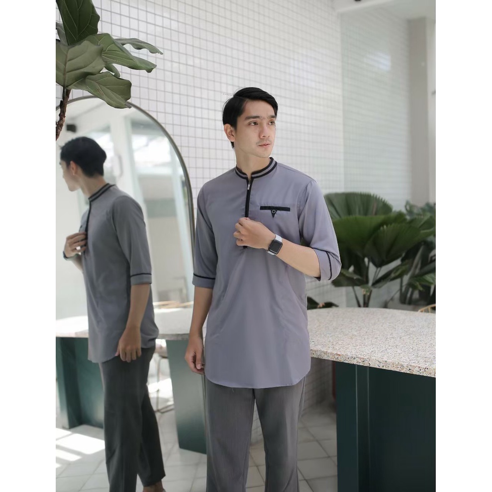 Baju Koko Kurta Dewasa Lengan 3/4 Sleting Material Toyobo Adem Serap / Baju Muslim Pria Dewasa Lengan Pendek / Baju Koko Pria Dewasa / Baju Koko Dewasa / Koko Dewasa / Baju Koko Pria Anak Dewasa Lengan Pendek Kurta Premium Dewasa Terbaru