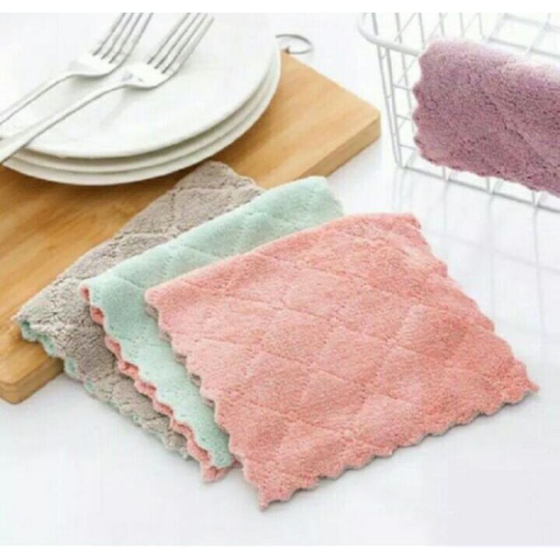 Kain Serbet Lap Piring Kain Lap Microfiber Hand Towel Serbaguna