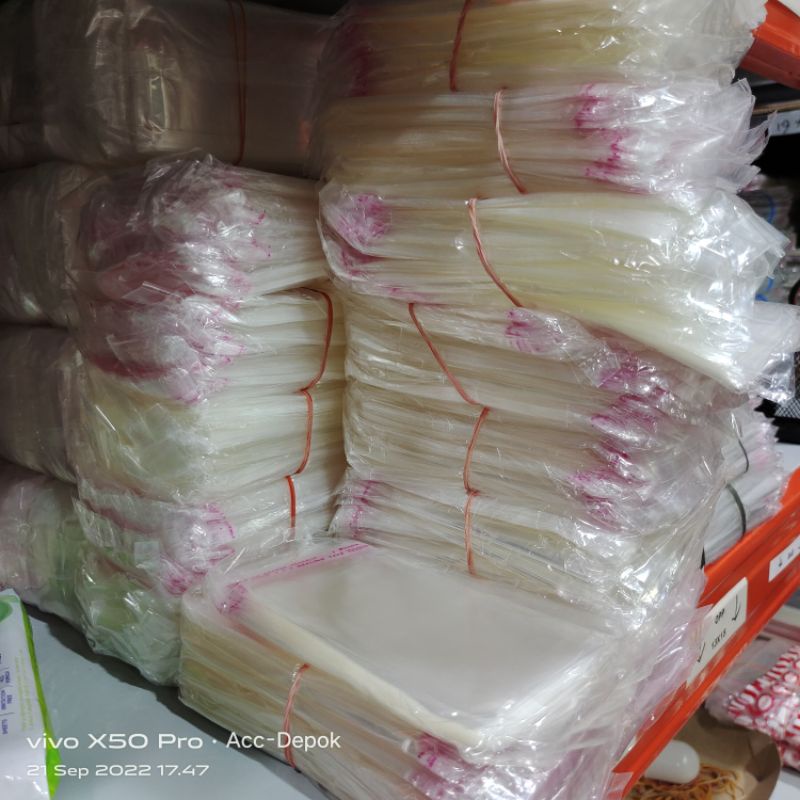 Plastik OPP Sendok / Plastik Uang 5x17 7x12 7x15 6x18 8x8 8x10 9x15 10x10 10x15 11x11 12x12 13x13 13x15 14x14 14x18 15x15 16x16 Seal Bening isi 100 lembar / Plastik Lem Rekat Roti Souvenir Cookies