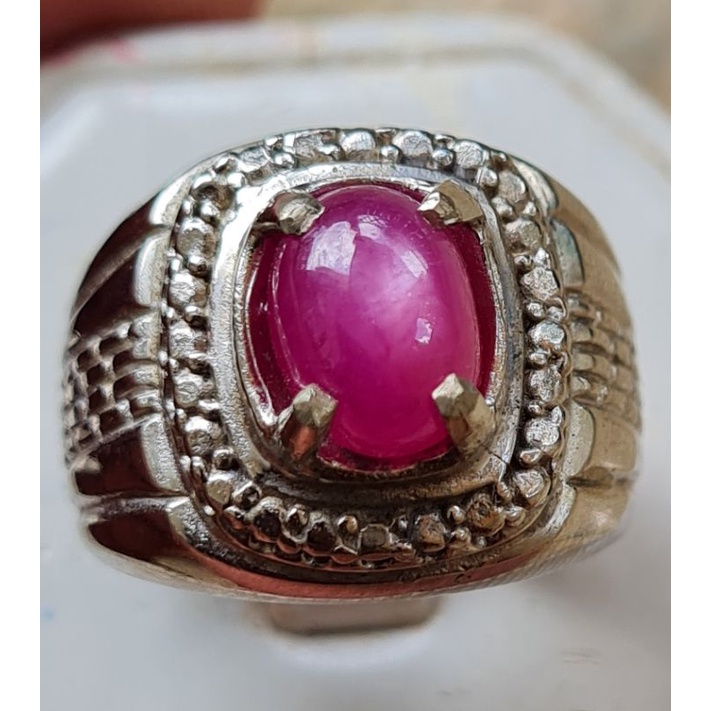 D611 cincin rubi ruby star corundum asli ori  ring alpaka no 16.5 atau 7.5 murah
