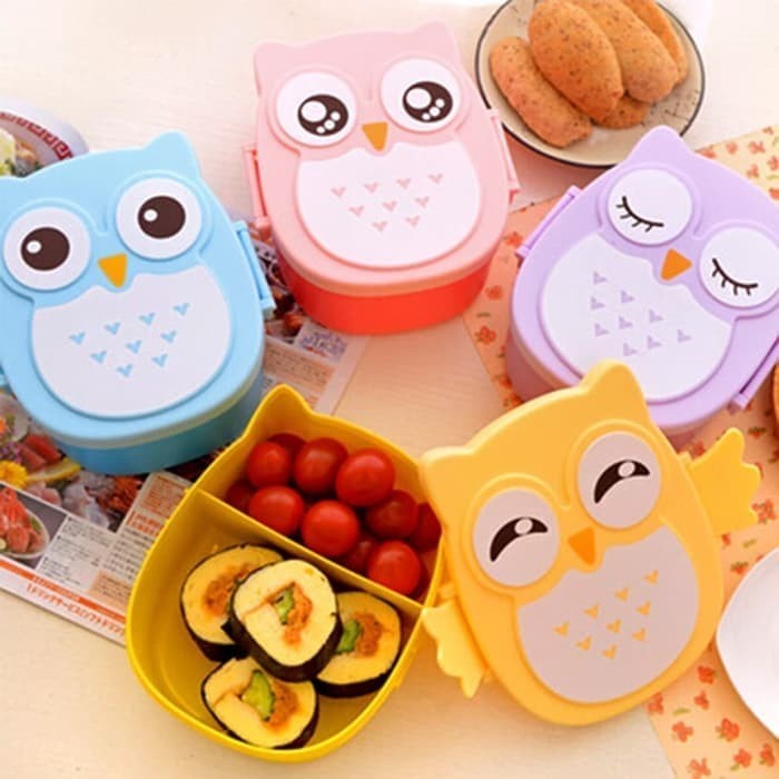 Lunch Box Owl 2 Sekat Kotak Makan Siang Kartun Burung Hantu Kotak Makan Anak Owl Burung Hantu Lunch Box Luci Model Burung Hantu 2 Grid Anak Karakter Kotak Bekal Owl