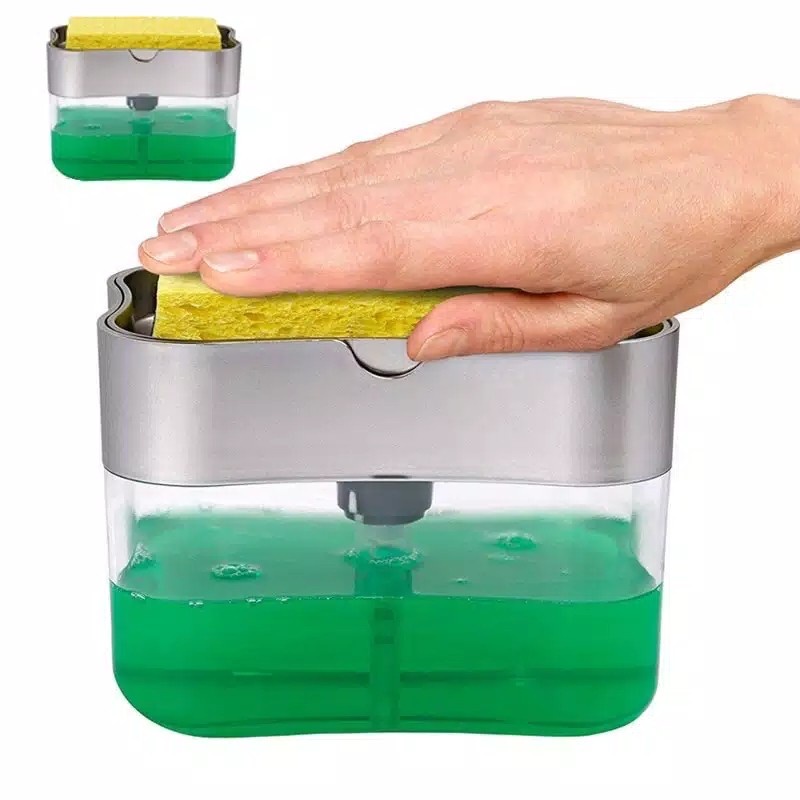 Dispenser Sabun Cair Cuci Piring Soap Pump Sponge Caddy / Tempat Wadah Sabun Cuci