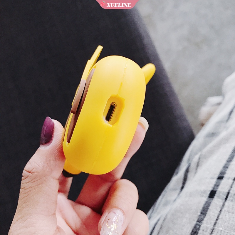 Case Pelindung Headphone Bluetooth Bahan Silikon Motif Kartun Pikachu Untuk AirPods 1 2