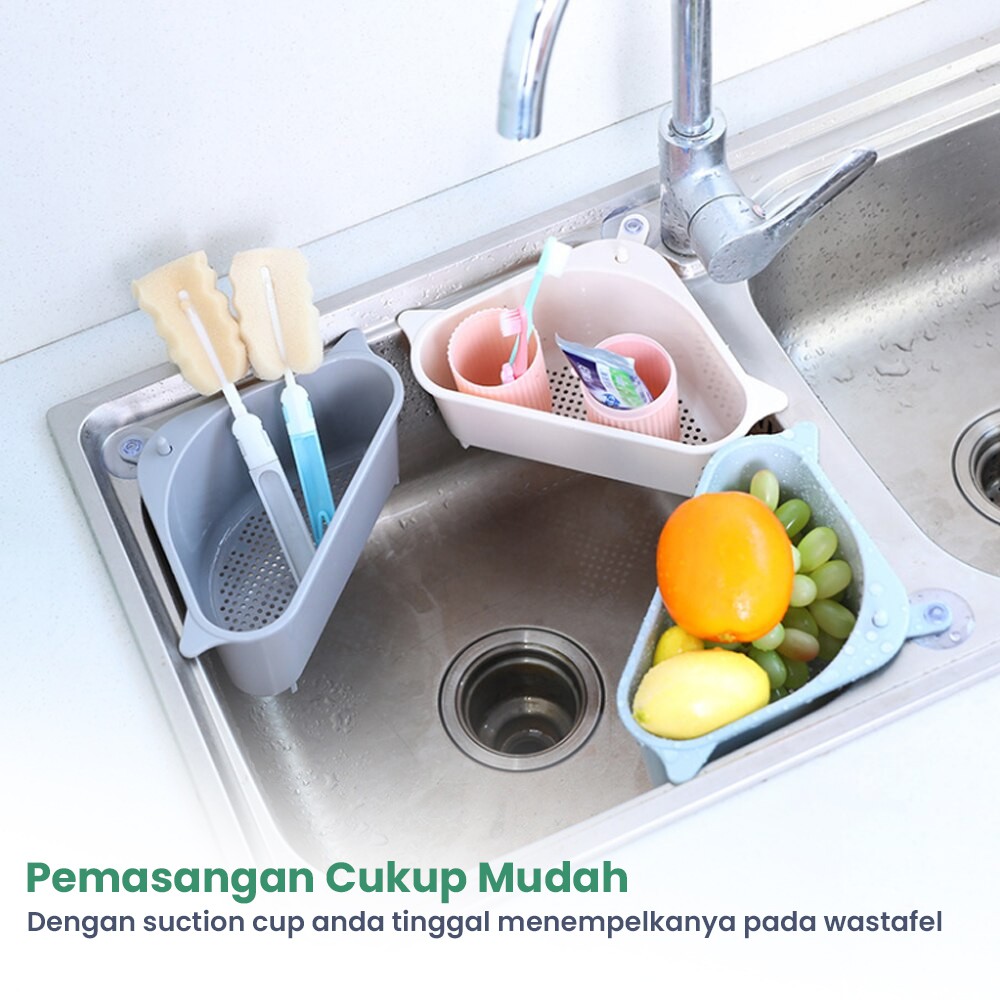 Wadah Saringan Wastafel Dapur Multifungsi Dengan Suction Cup