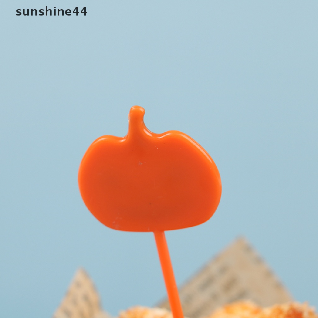 Sunshine 10Pcs Tusuk Gigi / Buah / Cupcake Desain Kartun Halloween Bahan Plastik