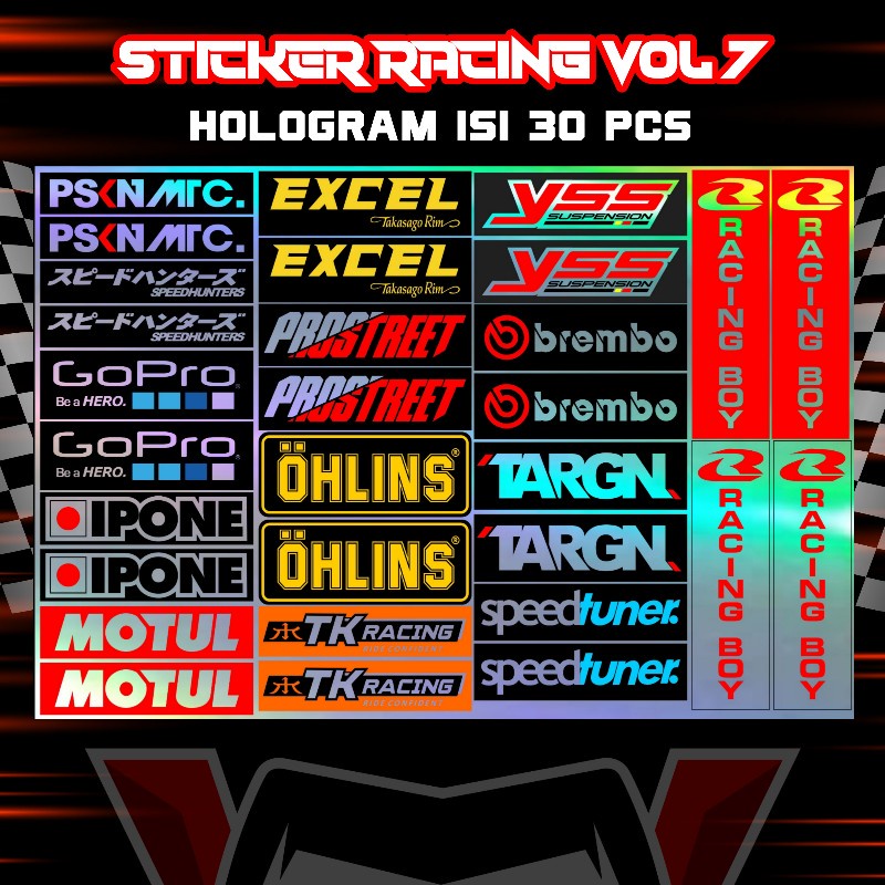 Stiker Racing 1 pack isi 25 27 32 Stiker Sponsor Stiker Helm Stiker Motor Sticker Motor