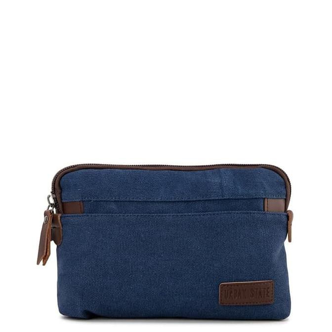 -SIAP KIRIM- URBAN STATE - CANVAS PU WRISLET POUCH - NAVY