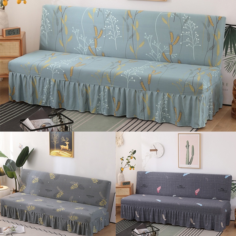 Cover Sofa  M(155—185cm)/L(190-225cm) Tanpa Sandaran Lengan Cover Sofa Bed Elastis Sarung Penutup Sofa Bed Rok Style