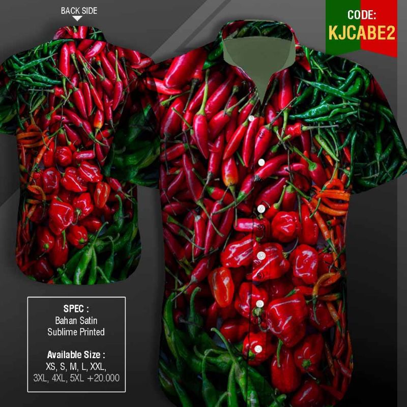 Kemeja Unik Design,cabe,kol,terong,gorengan