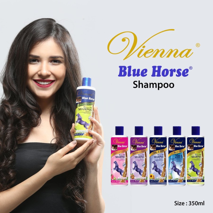 ★ BB ★ VIENNA Blue Horse Shampoo - Anti Hairfall - Anti Dandruf - Silky &amp; Shiny - 350ml