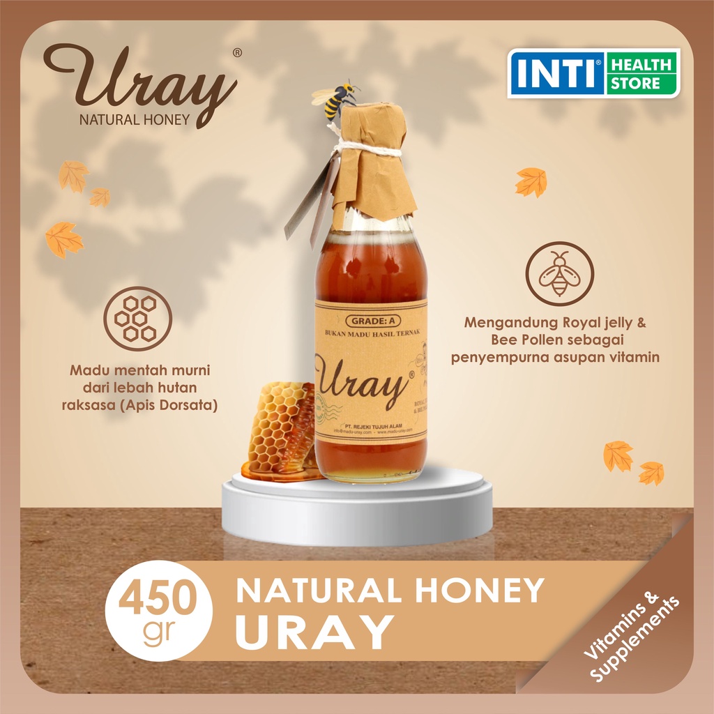 Madu Uray | Natural Honey Royal Jelly &amp; Bee Pollen 450gr | Madu Murni