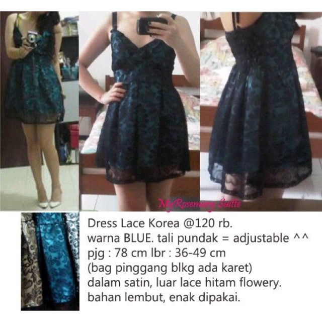 Korean mini skater dress lace korea tosca black hitam