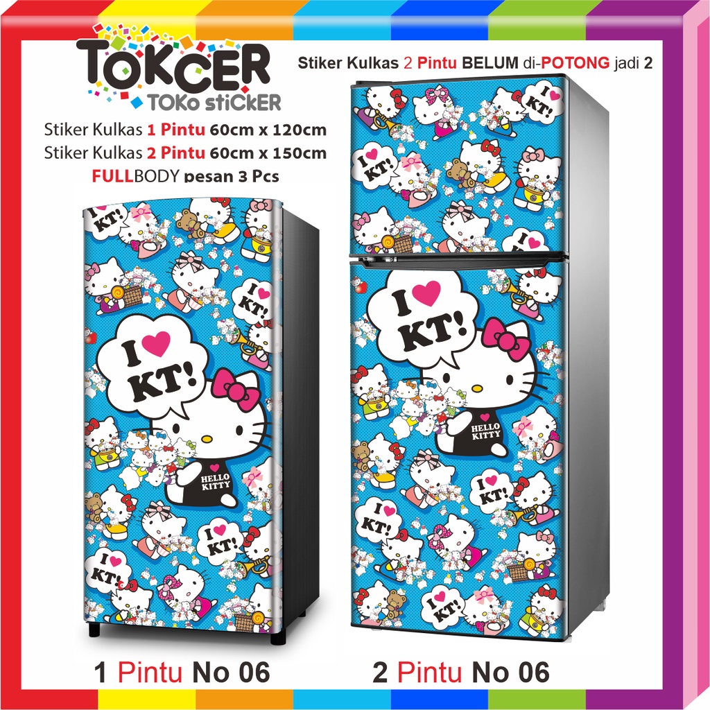 Stiker Kulkas 1 Pintu dan 2 Pintu HELLO KITTY
