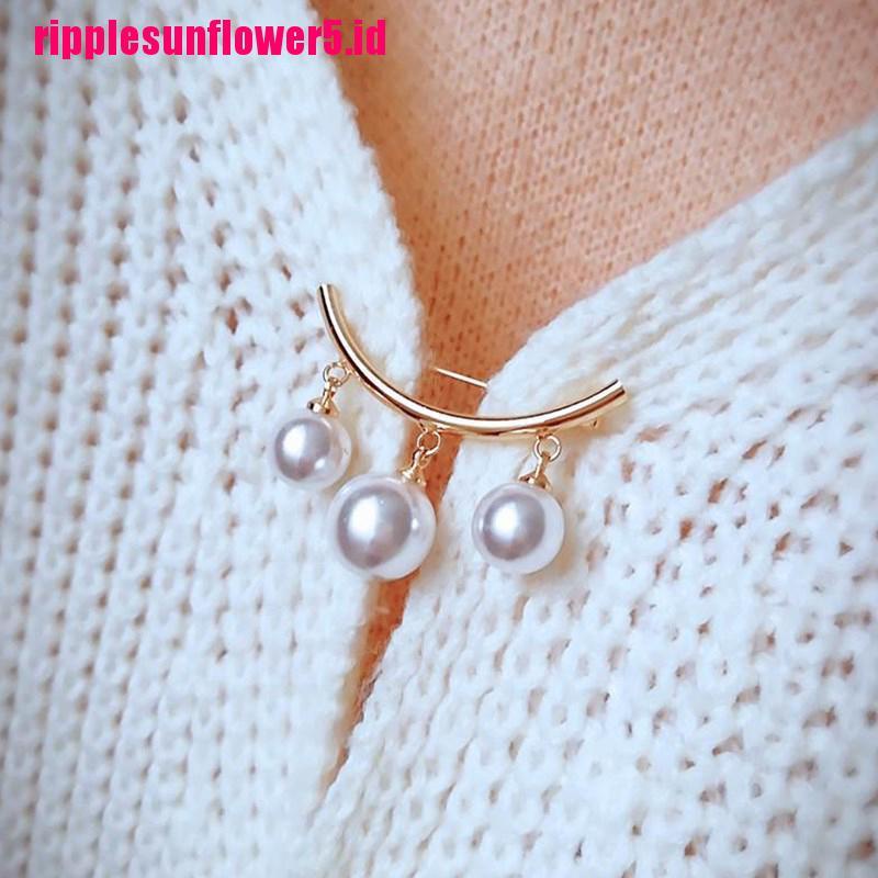 # Kaos T-Shirt Wanita Lengan Pendek Motif Print #Bros Klip Rantai Mutiara Untuk Cardigan / Sweater