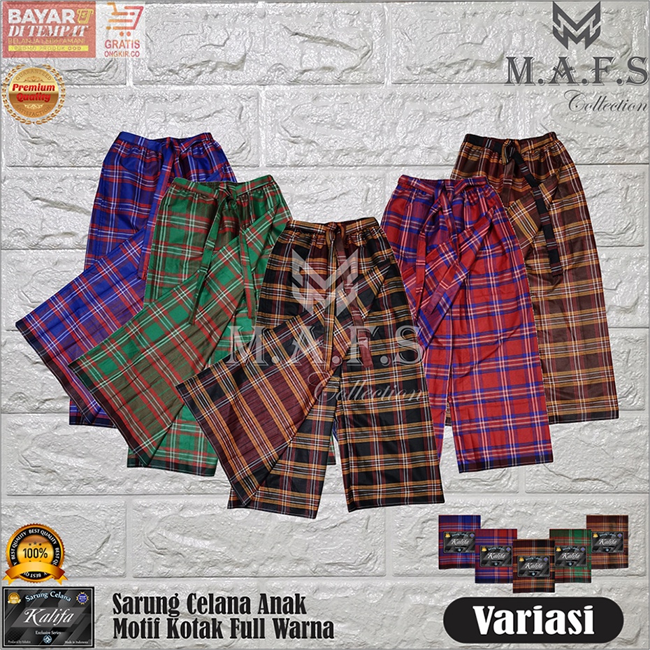 SARUNG CELANA ANAK MOTIF KOTAK FULL WARNA KALIFA 5 -12 Tahun