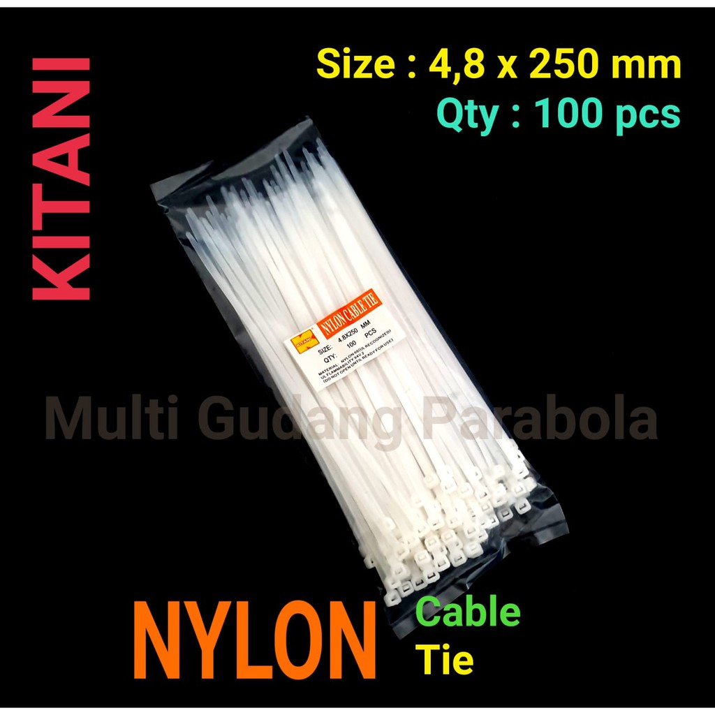 Cable Ties Kitani 25 cm tebal 4.8mm 100 pcs Kabel Ties Pengikat Kabel