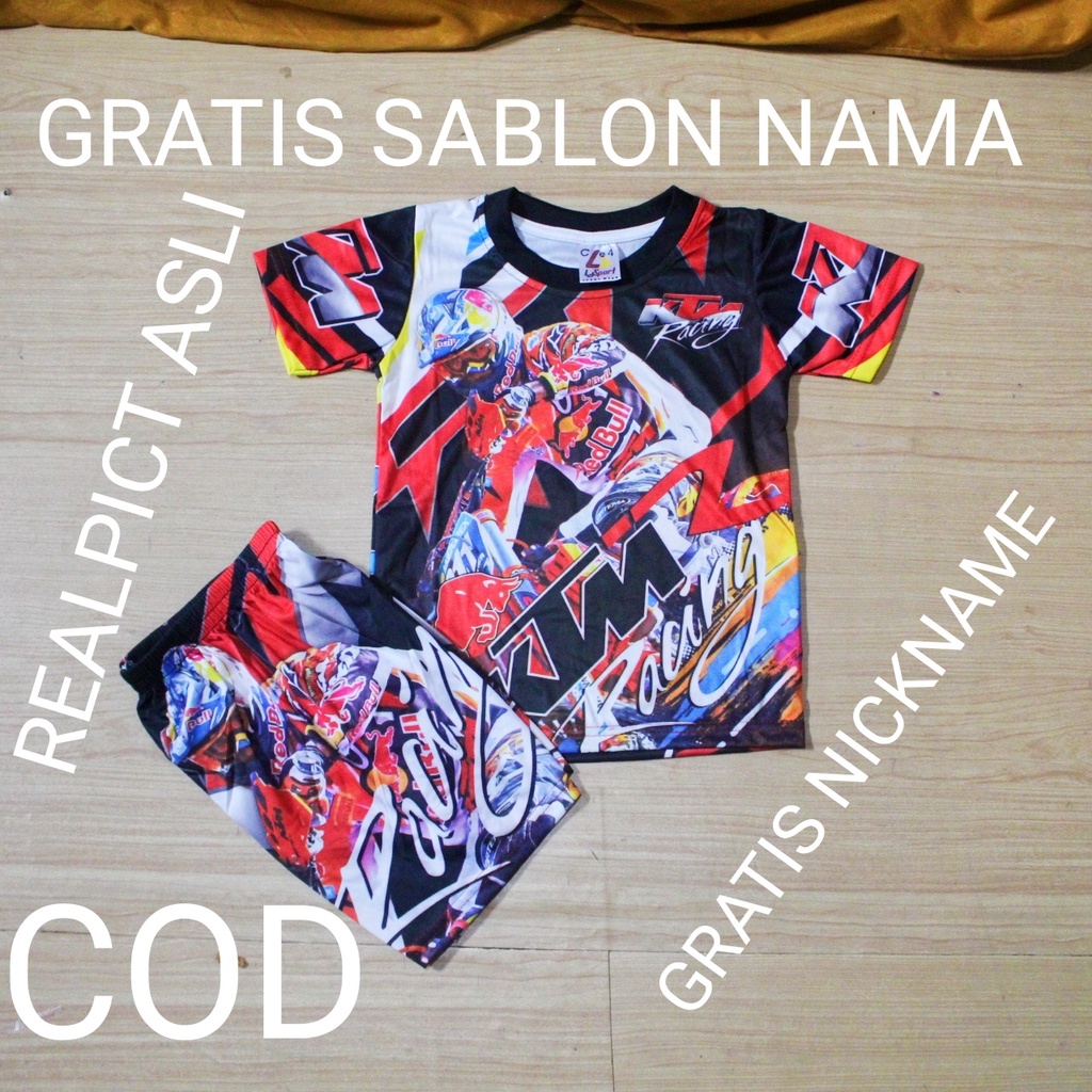 Setelan baju motor cross baju balap anak lengan pendek