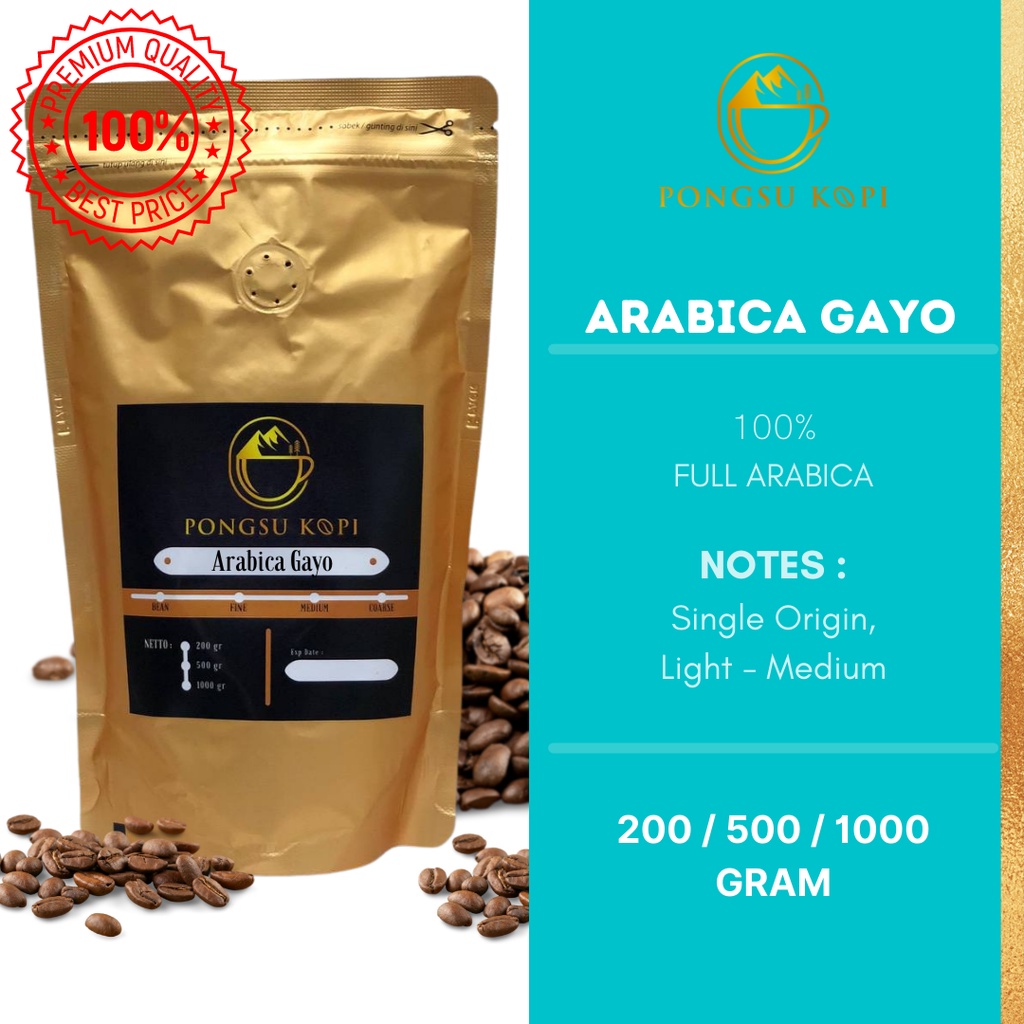 

Aceh Gayo Arabica 200 Gram - Kopi BUBUK / BIJI Arabika - Premium Coffee