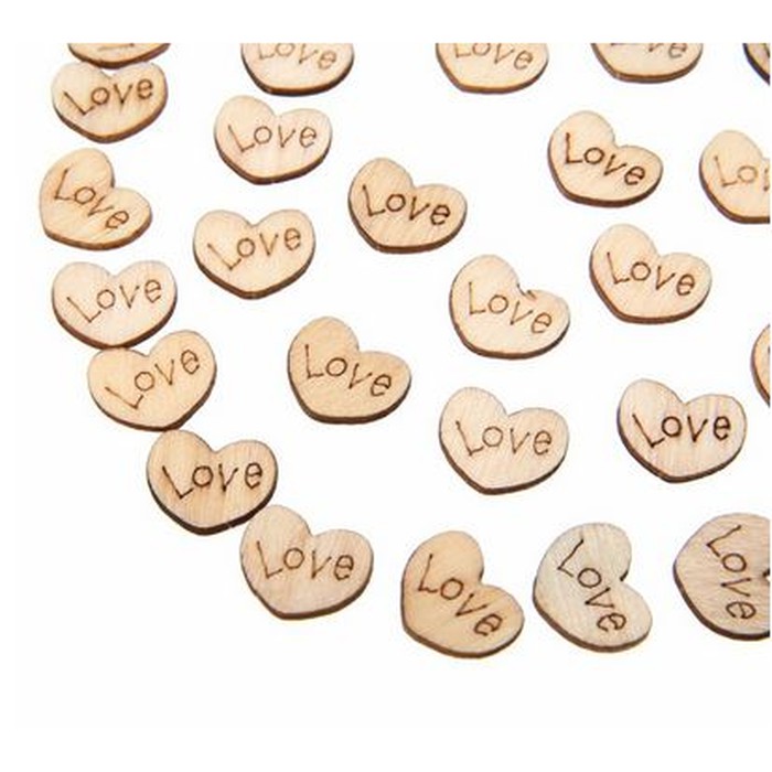 Wooden Love Heart Love Letter (50pcs)