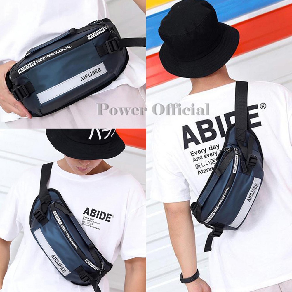 Airliner - Tas Pinggang Pria Waistbag Import 2 USB Port Tas Selempang ABG Slingbag Trendy Waterproof