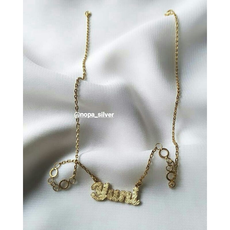 KALUNG NAMA PERAK MURNI CELUP EMAS 24K