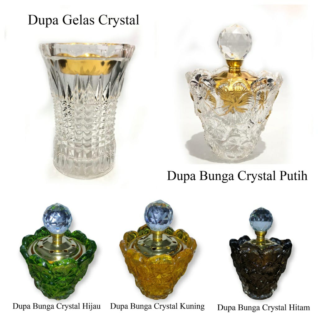 Tempat Bakar Dupa mabkharah Model Gelas Crystal / Bunga Crystal