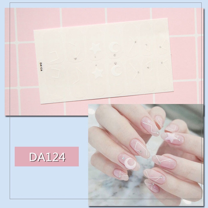 Da121-140 14 Pcs / Lembar Stiker Kuku Palsu 3d Bronzing Untuk Nail Art Diy