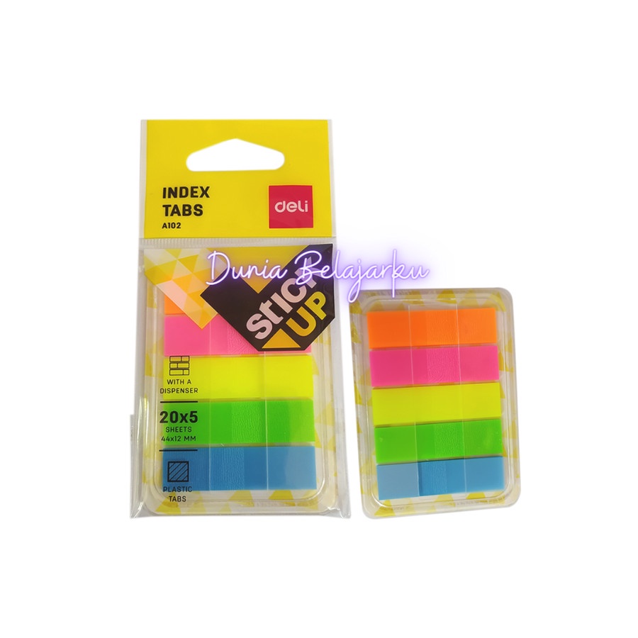 

Deli Index Tab A102 Plastik Tempelan Pembatas Buku 100's + Dispenser