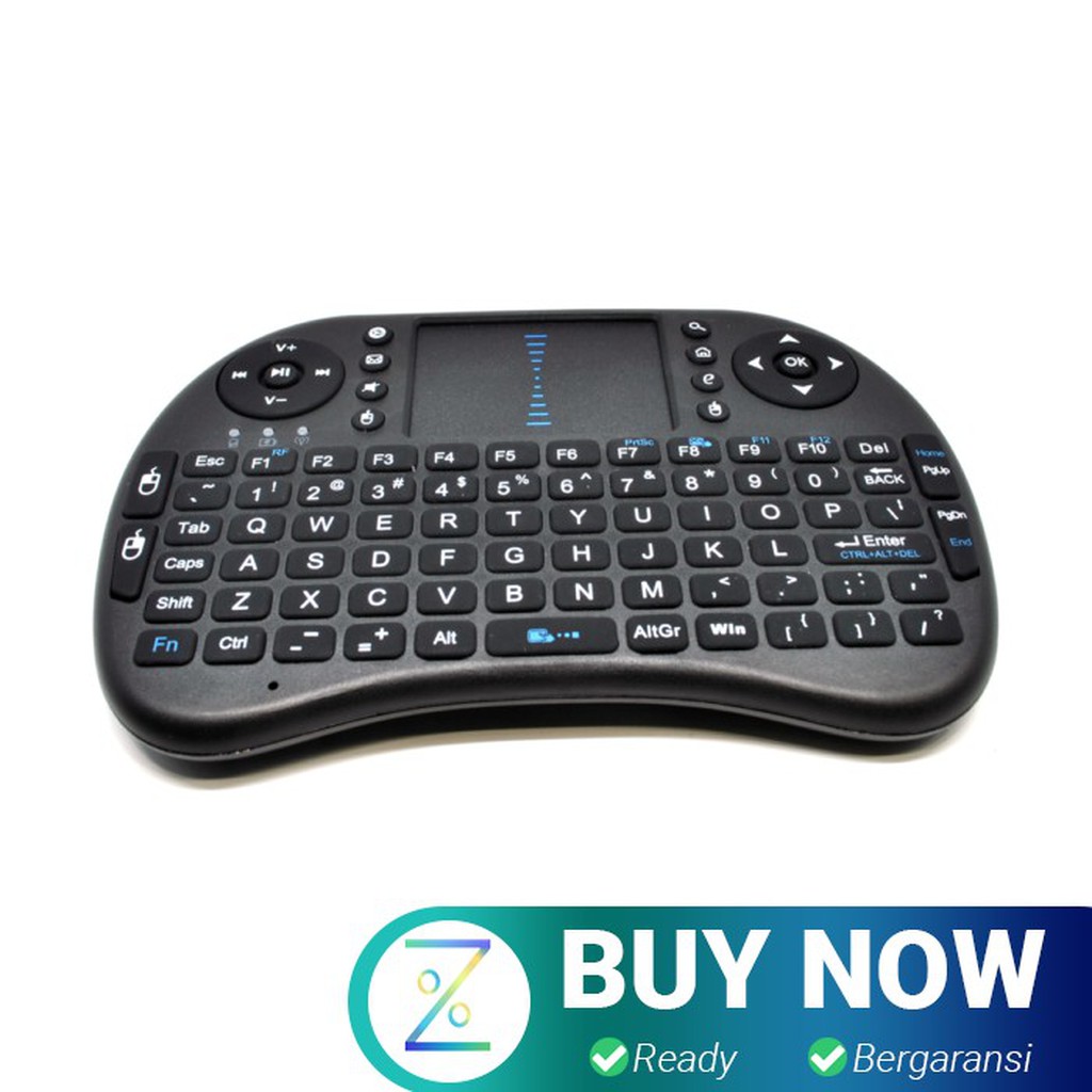 Mini Keyboard Wireless 2.4GHz dengan Touch Pad &amp; Fungsi Mouse i8 - Bla