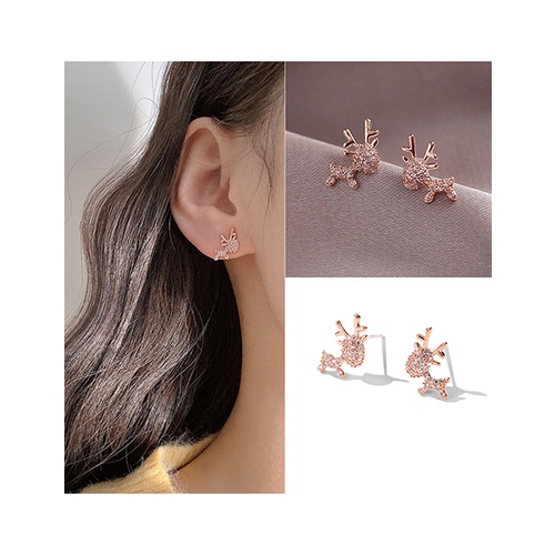 LRC Anting Tusuk Fashion Alloy Diamond Elk Stud Earrings Q22254