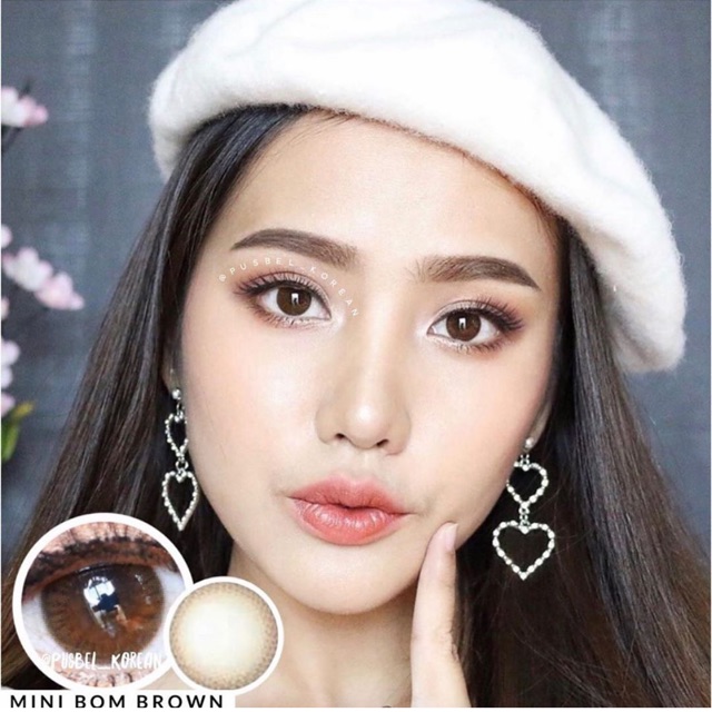 Softlens korea natural mini bom gray brown