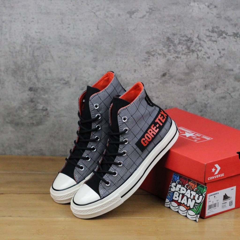 Sepatu CONVERSE Chuck Taylor All Star 70s Hi Gore tex Goretex Grid Print Cold Fusion Mason Grey