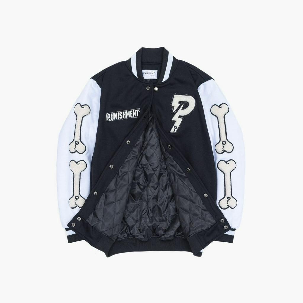 Jaket Varsity Pria Wanita Full Bordir Basseball Original Distro Punishment Premium Black