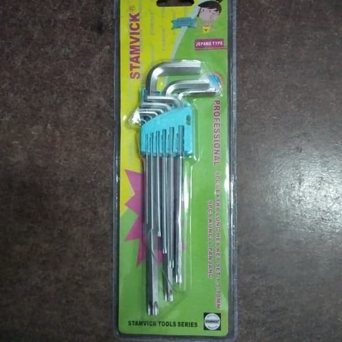 Kunci L set Stamvick hexagonal bintang segi 6 Long hex