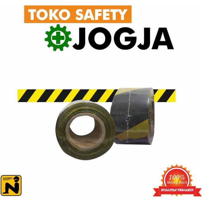 Police Line / Safety Line / Hitam Kuning Barricade Line - Merah