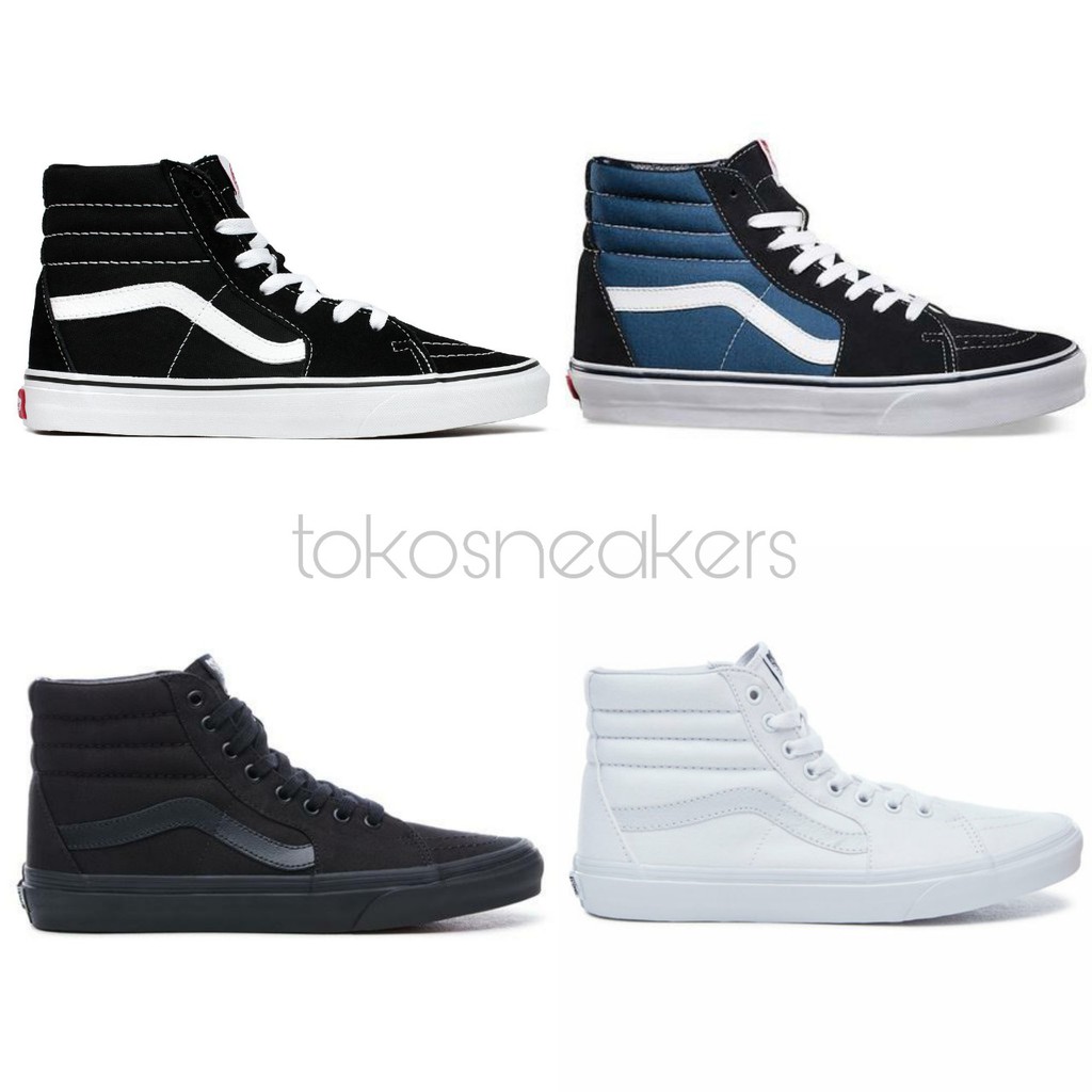 [COD] PREMIUM QUALITY! Sepatu Vans Sk8 Hi - Hitam / Hitam kombinasi navy / Full Hitam / Full Putih