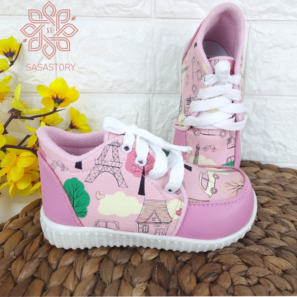 Sasastory Sepatu Boots Motif Anak Perempuan Usia 1 2 3 Tahun Pink Ungu CA17