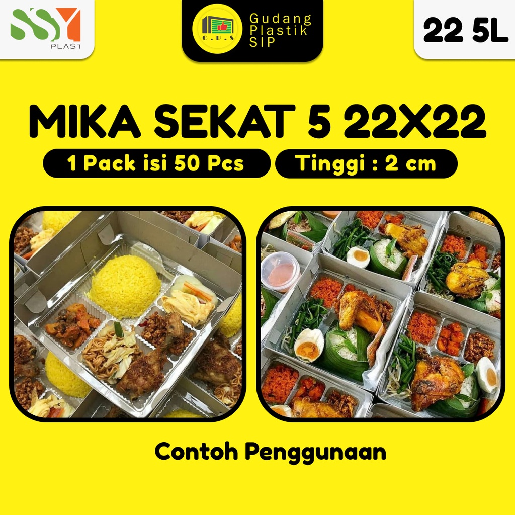 Mika Dus Nasi Sekat 5 Bening UK 22x22 Isi 50pcs