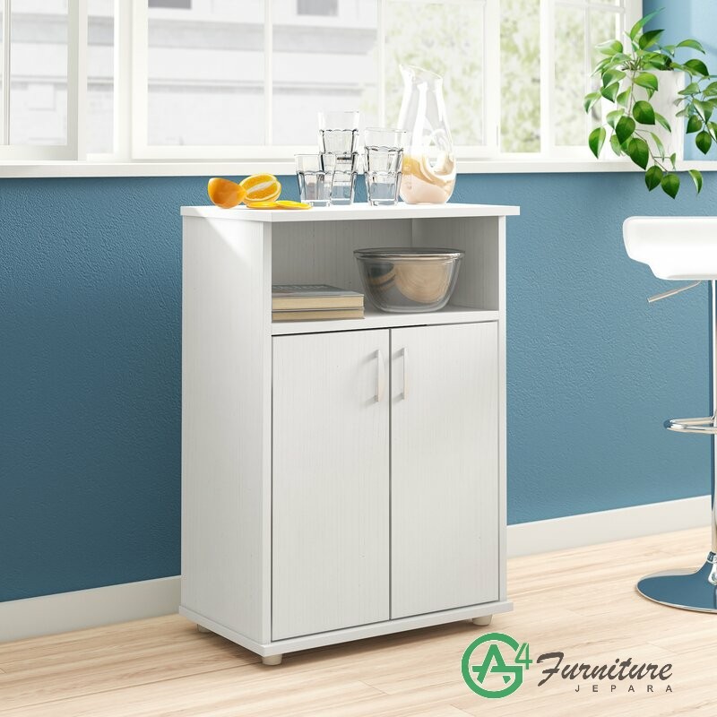 Lemari Bawah Dapur Minimalis Hyland Duco Putih - Kayu Mahoni