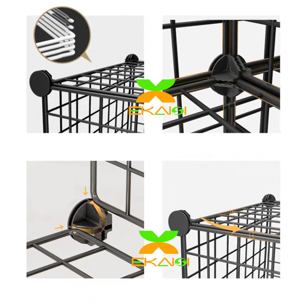 Ekaisi Rak buku besi rak serbaguna rak toys storage box lemari susun 1+ 2+3 kotak