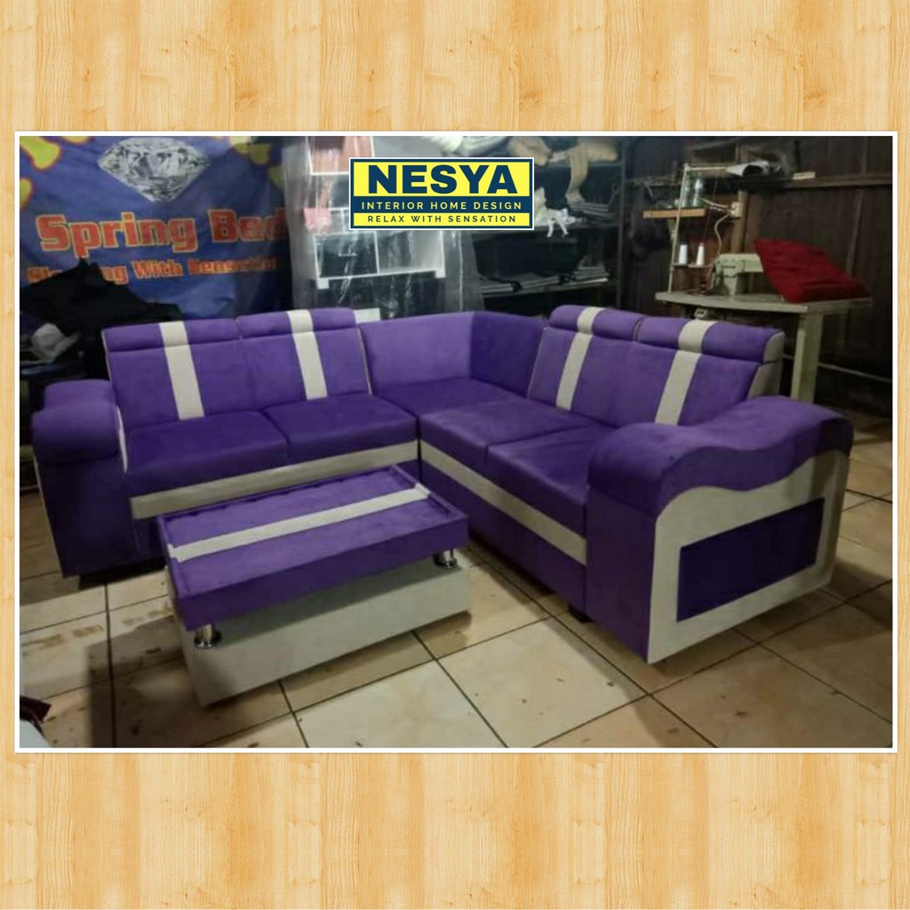 NESYA - SOFA MINIMALIS L SUDUT (WAVE) - Warna Elegan Modern Kursi Ruang Tamu Keluarga - Rumah/Kantor