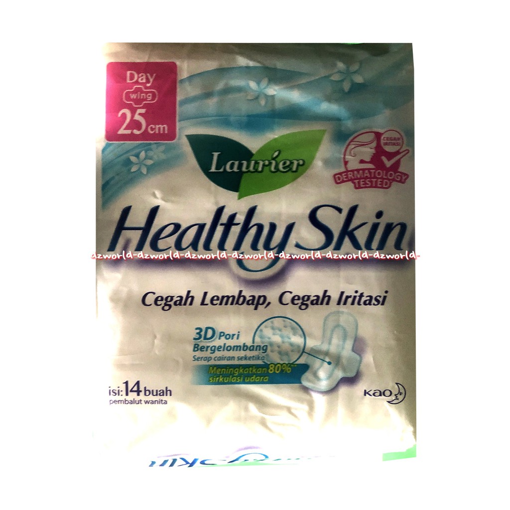 Laurier Healthy Skin 14pcs Pembalut Wanita Wing Sayap 25cm Wings Cegah Lembab Iritasi Ruam