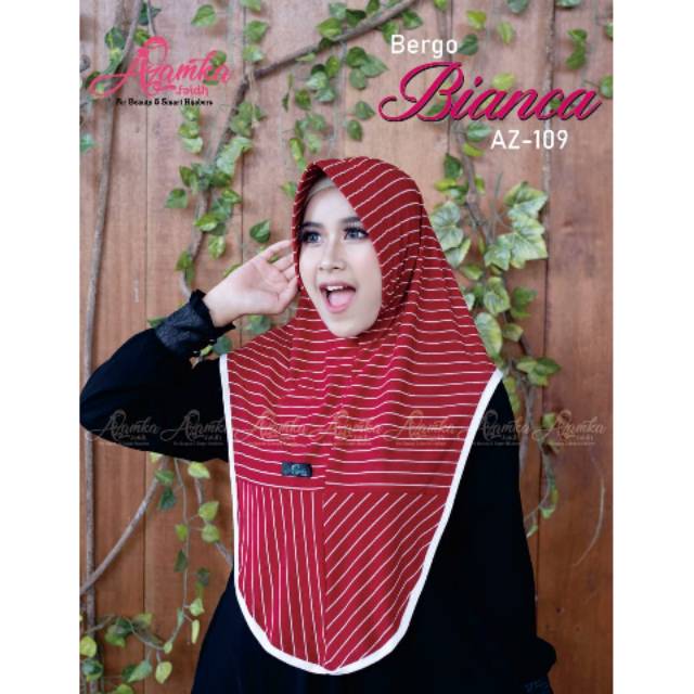 Bergo Bianca by azamka/hijab bergo motif/jilbab terbaru