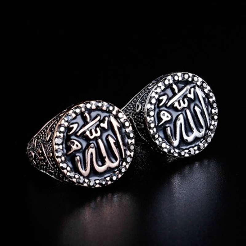 Cincin Pria Muslim Gaya Vintage Allah